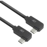 ACT USB-C-kabel 0.5M Links/rechts gebogen naar links/rechts gebogen USB 3.0 10 Gbps 60 W Zwart
