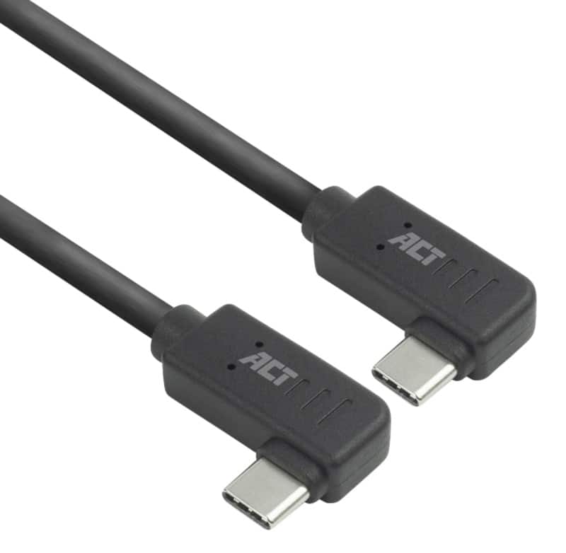 ACT USB-C-kabel 2M Links/rechts gebogen naar links/rechts gebogen USB 3.0 10 Gbps 60 W Zwart