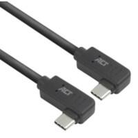 ACT USB-C-kabel 2M Links/rechts gebogen naar links/rechts gebogen USB 3.0 10 Gbps 60 W Zwart