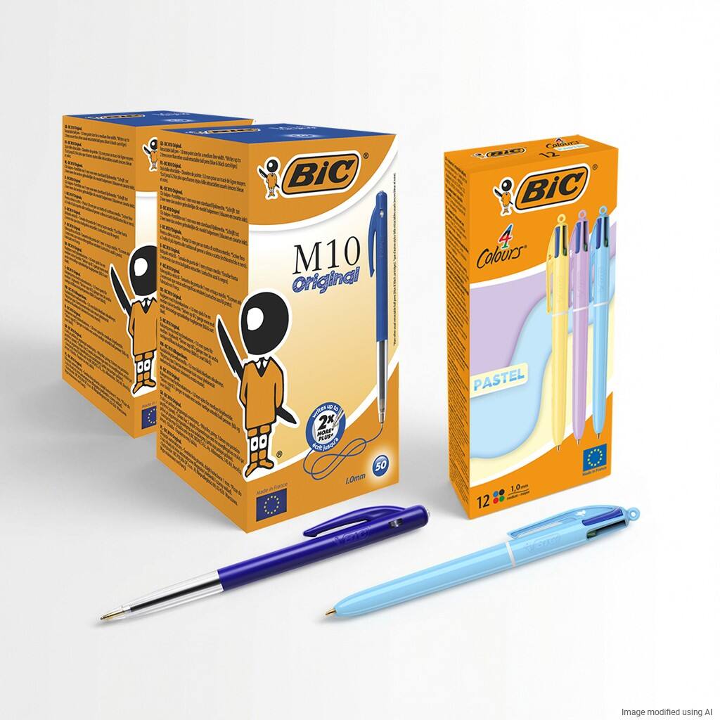 BIC M10 Original Intrekbaar Balpen Zwart 0,4 mm Medium Balpen Niet navulbaar 50 Stuks + BIC 4 Colours 517320 Balpen Multikleur 1 mm Medium Balpen Navulbaar 12 Stuks