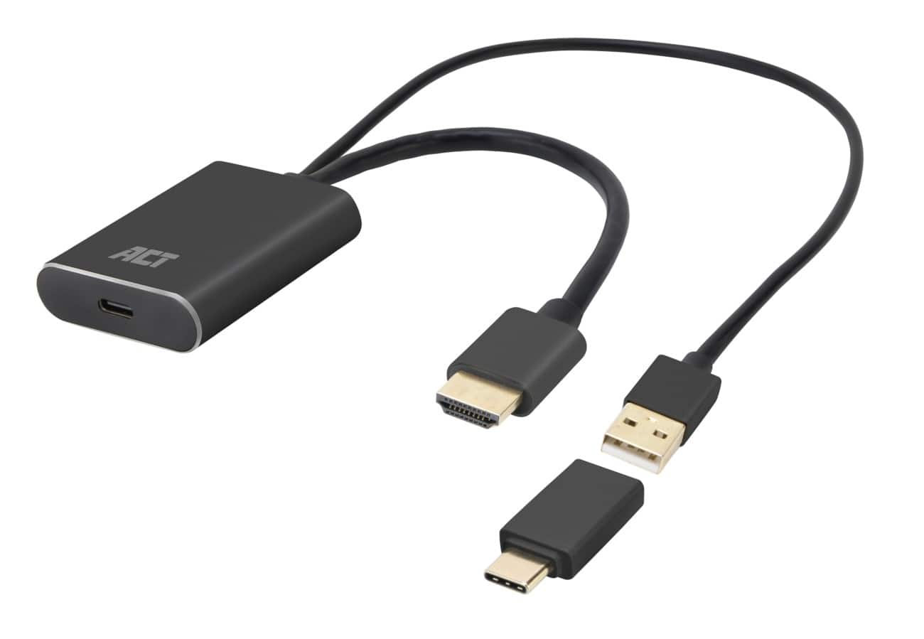 Adaptateur ACT DisplayPort 1.2 HDMI Premium Haute vitesse DisplayPort Alternate Mode 1.2 LT6711A HDMI Mâle USB-C Femelle 0,25 m Noir