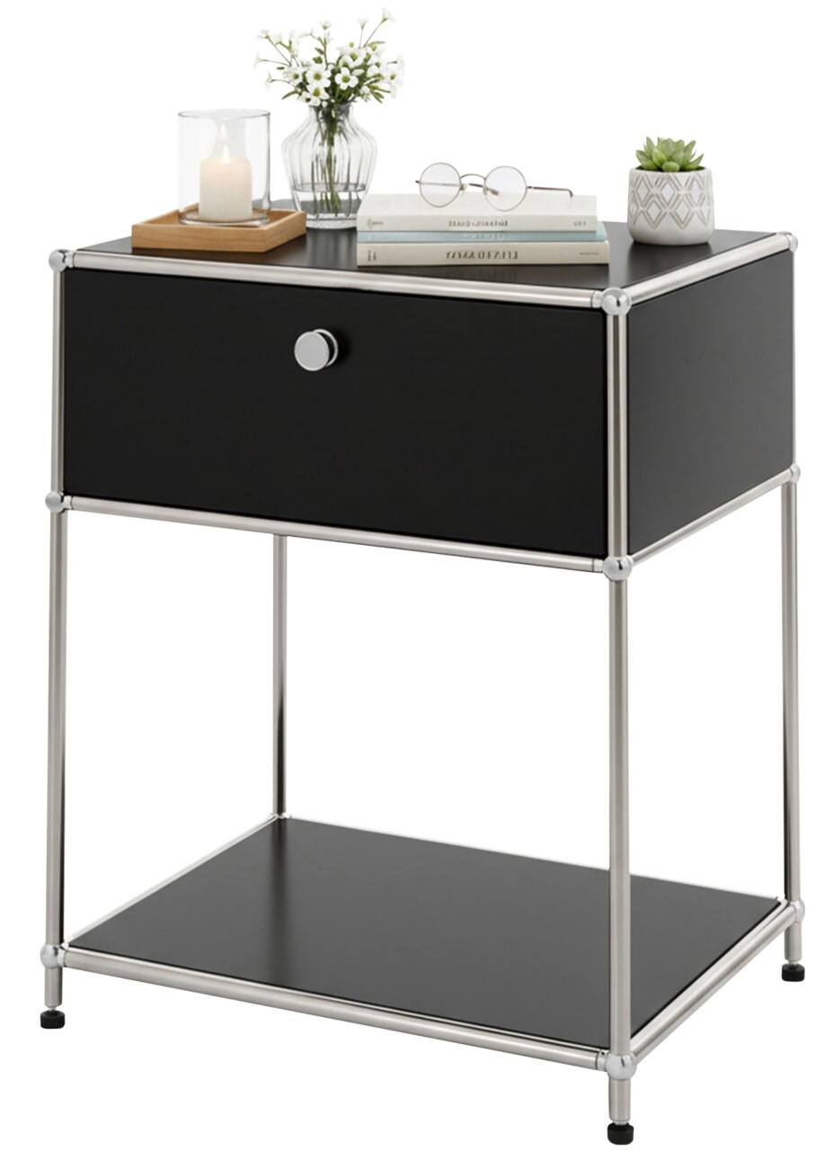 Floordirekt Concept Epure Staal Bijzettafel 500 x 400 x 650 mm Zwart
