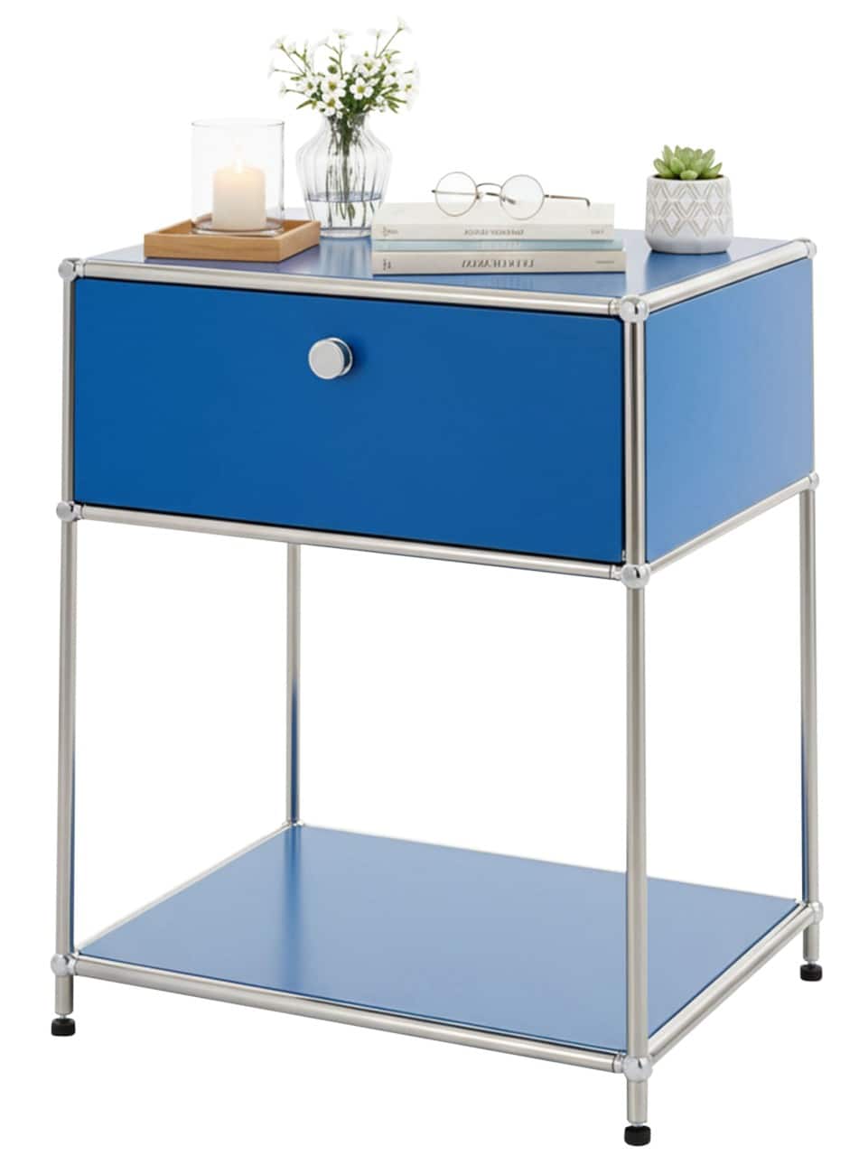 Floordirekt Concept Epure Staal Bijzettafel 500 x 400 x 650 mm Blauw