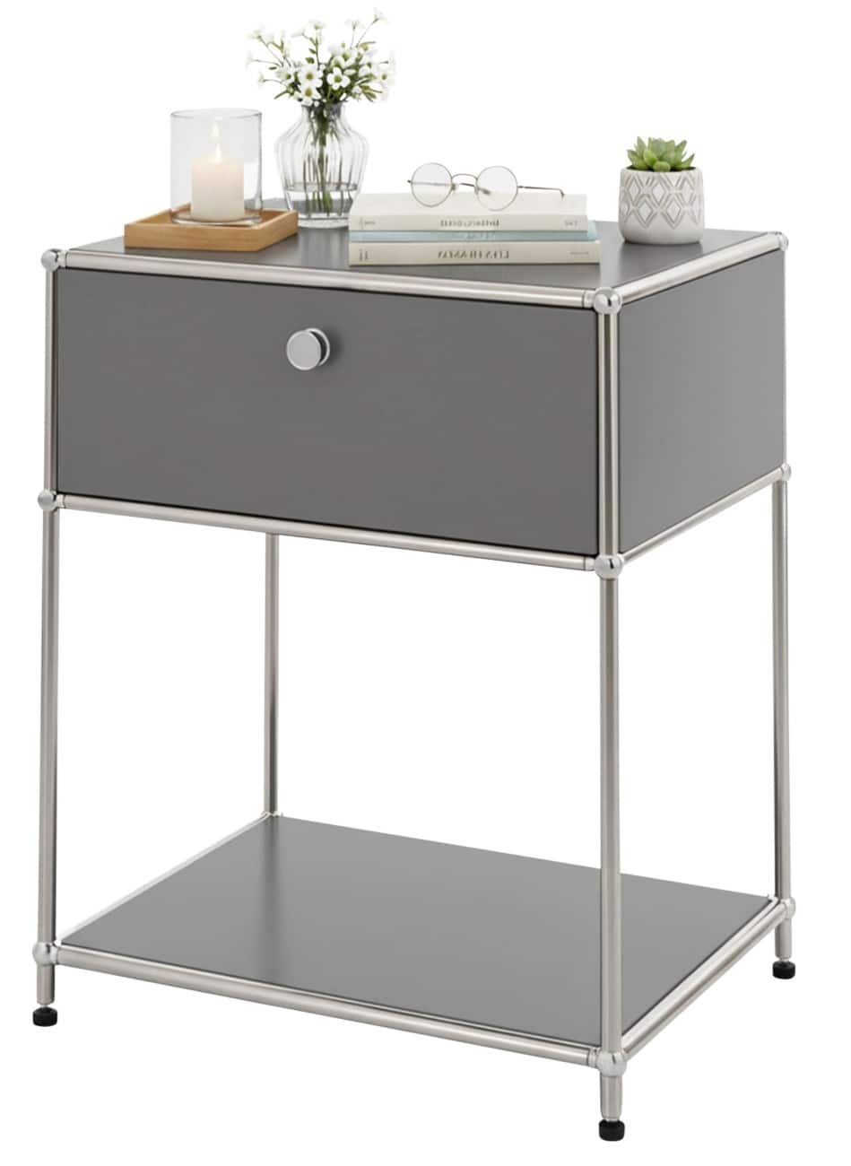 Floordirekt Concept Epure Staal Bijzettafel 500 x 400 x 650 mm Grijs