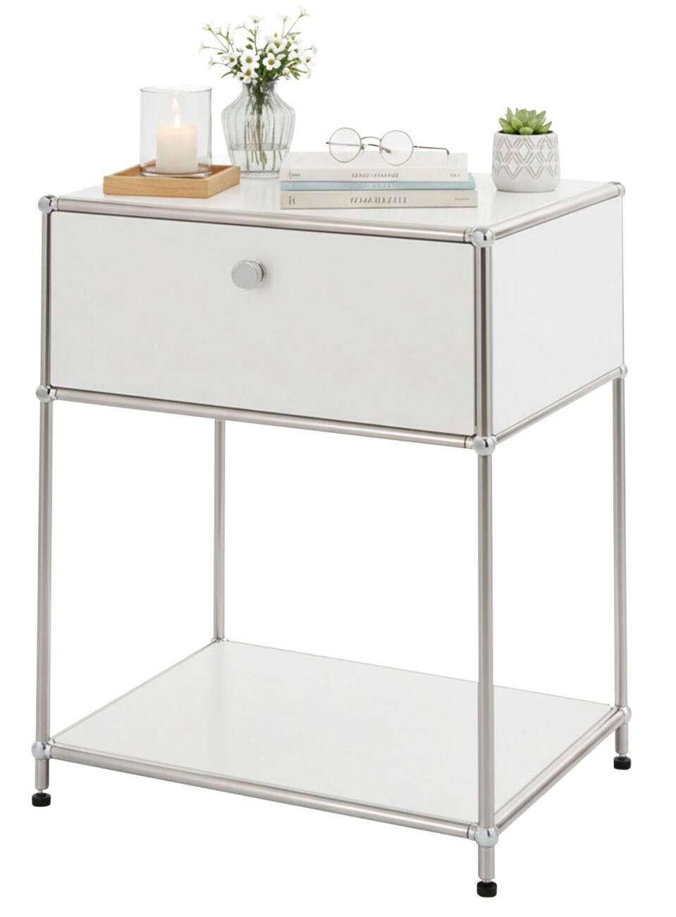 Floordirekt Concept Epure Staal Bijzettafel 500 x 400 x 650 mm Wit