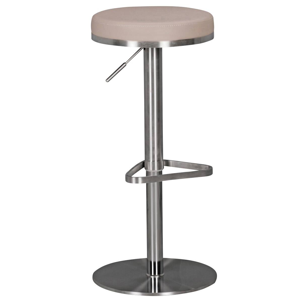 Tabouret de bar WOHNLING Cuir artificiel Siège réglable en hauteur Taupe 110 kg 380 x 380 x 820 mm