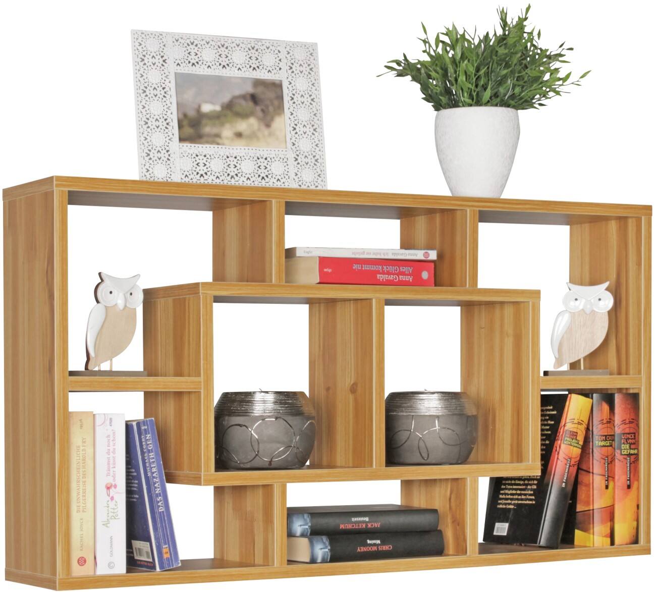 WOHNLING Spaanplaat Wandplank 8 850 x 160 x 475 mm Bruin Beuken