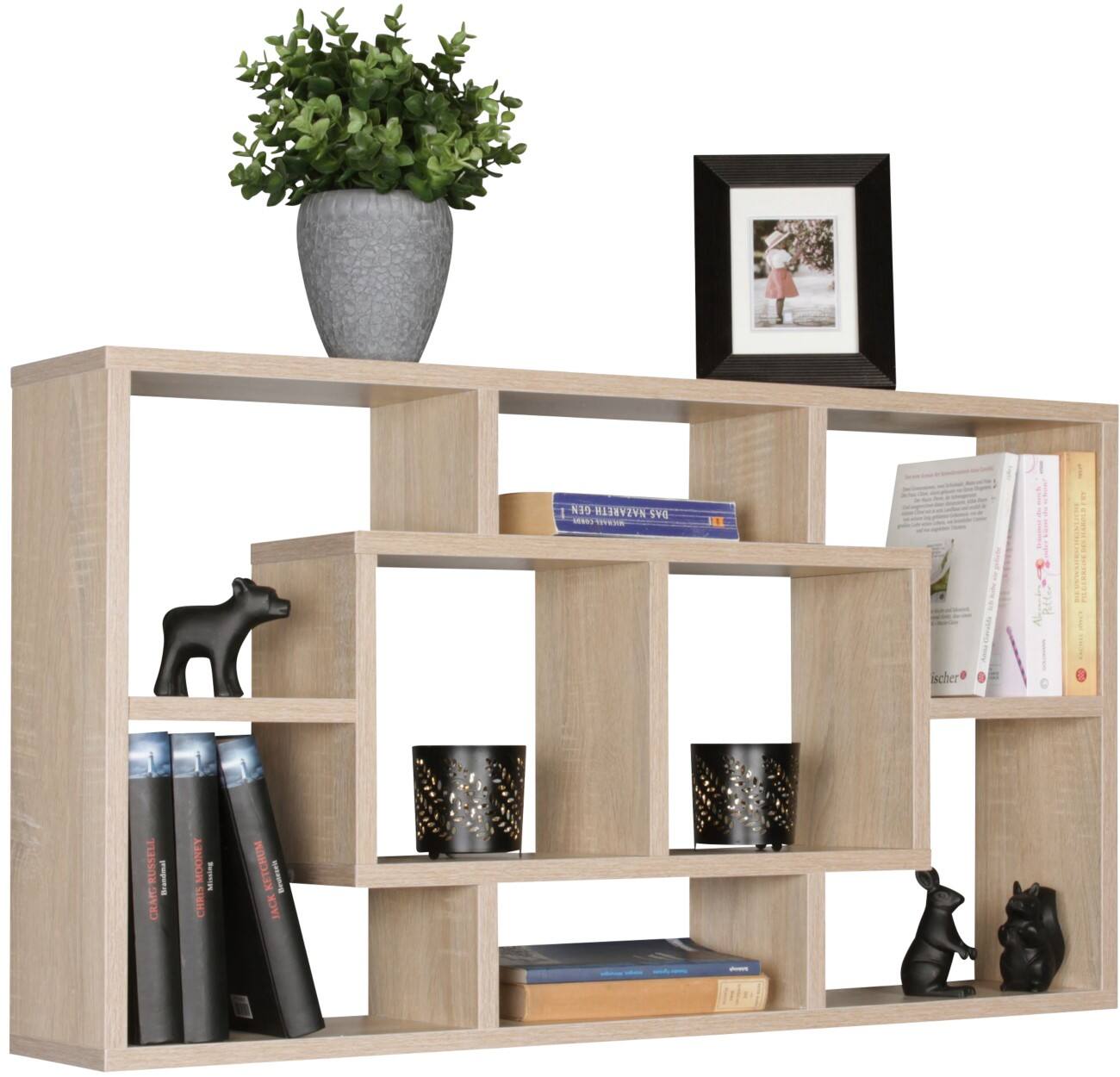 WOHNLING Spaanplaat Wandplank 8 850 x 160 x 475 mm Grijs