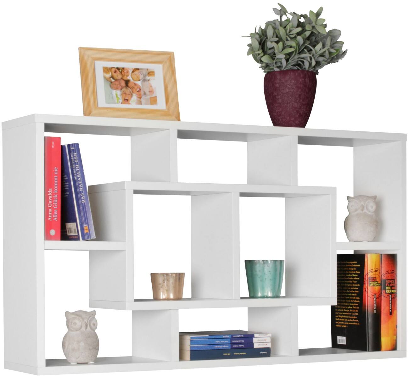 Étagère murale WOHNLING Aggloméré 8 étagères 850 x 160 x 475 mm Blanc
