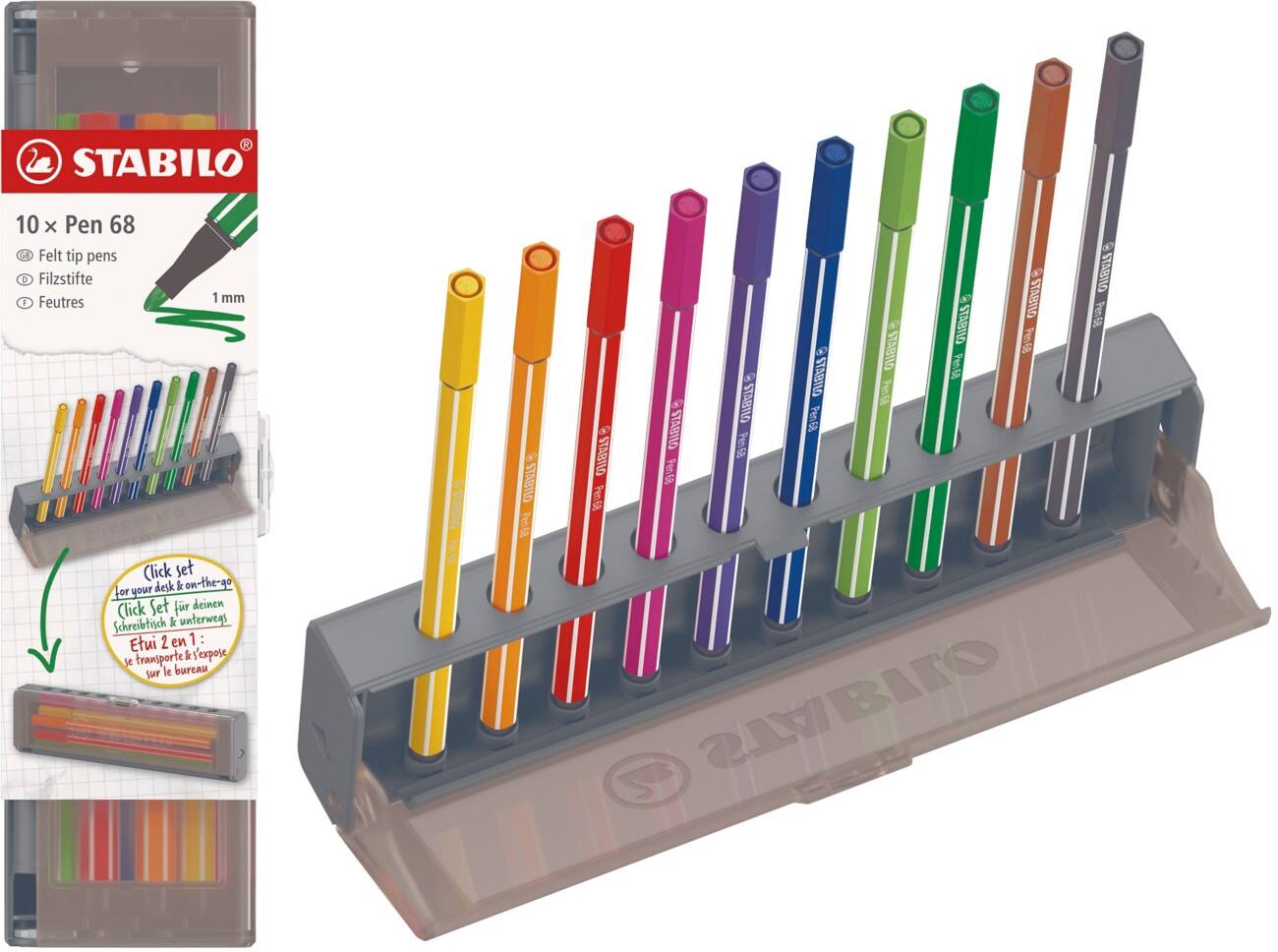 Stylo-feutre STABILO Pen 68 Moyen Assortiment 6810-7 10 unités