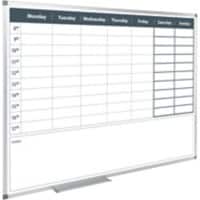 Tableau blanc magnétique Hebdomadaire Magnétique Fixation d'angle 90 (L) x 60 (H) cm Métal Blanc  