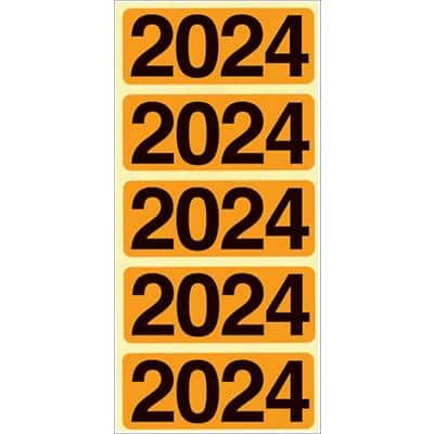 Bene zelfklevende jaartal rugetiketten 2024 Oranje 48 x 19 mm Pak van 100