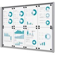 SHOWDOWN Vergrendelbaar notitiebord Magnetisch 8 x A4 Afsluitbaar 93,1 (B) x 65,5 (H) cm Zilver