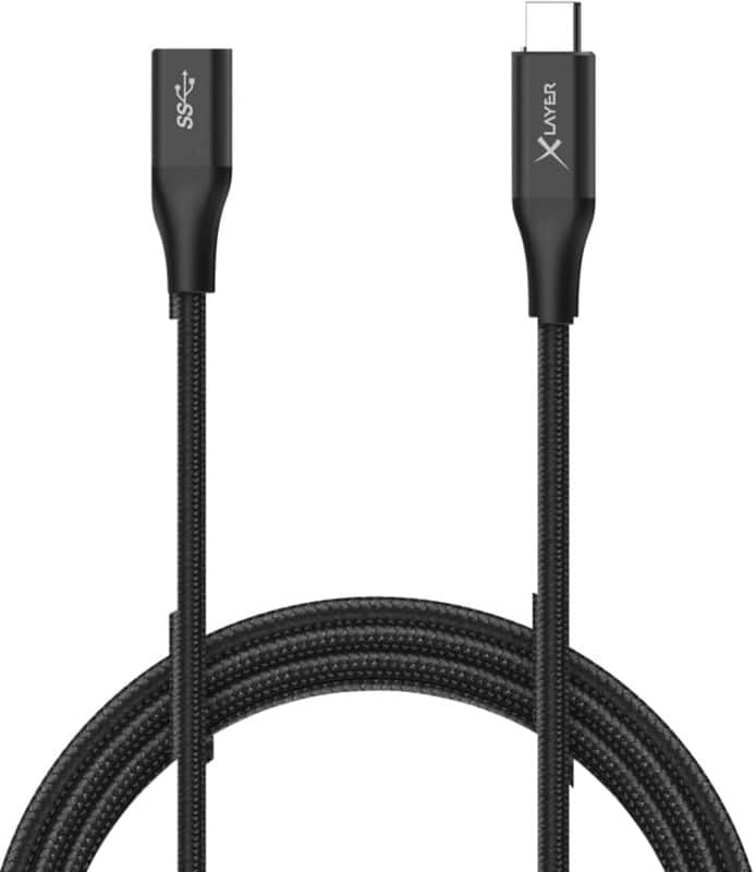 XLayer Colour Line USB-C-kabel USB-C Male naar USB-C USB-C female Zwart 1,5 m