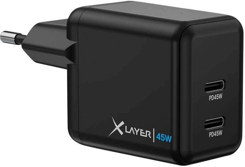 Chargeur XLayer 45 W 2 USB-C PD 45 W Noir
