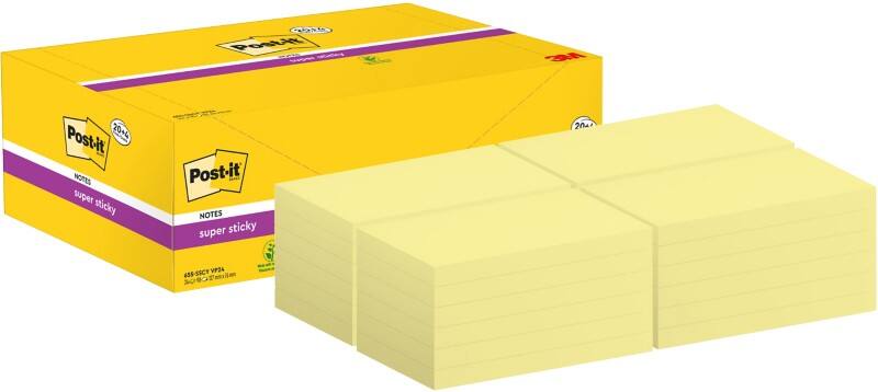 Notes Super Sticky Post-it 76 x 127 mm Jaune 24 blocs de 90 feuilles Pack économique 20+4 GRATUITS