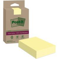 Notes Super Sticky Post-it Recyclé Jaune canari Ligné 102 x 152 mm 4 blocs de 45 feuilles