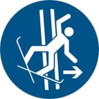 Panneau de sécurité Djois Quittez immédiatement la piste de ski après une chute Adhésif, à visser PP (Polypropylène) 10 (l) x 0,14 (h) cm