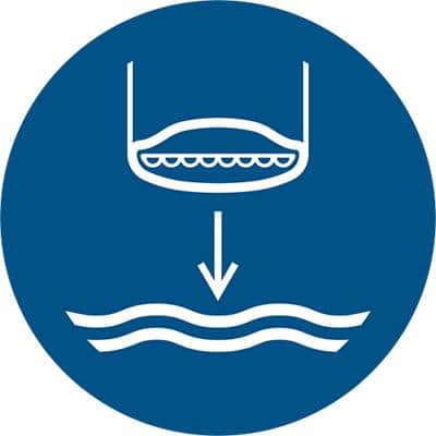 Djois Veiligheidsbord Reddingsboot in aangeduide volgorde te water laten gaan Klevend, schroeven PP (Polypropeen) 10 (B) x 0,14 (H) cm