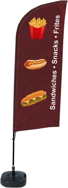 Drapeau publicitaire SHOWDOWN Snacks Droit 330 x 89 cm Simple face Aluminium