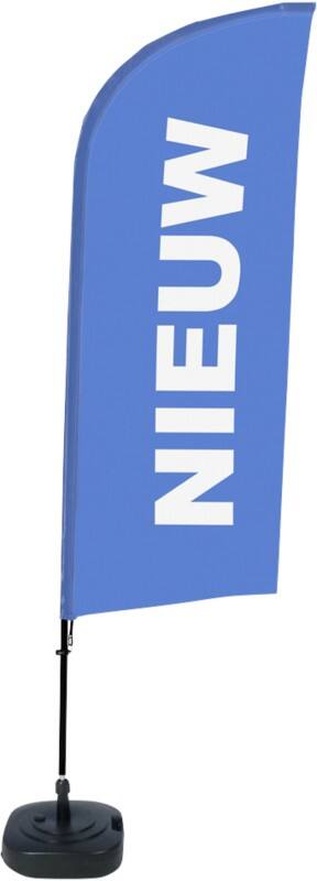SHOWDOWN New Windvorm Strandvlag Blauw 330 x 89 cm Enkel Aluminium
