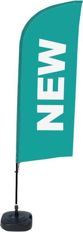 SHOWDOWN New Windvorm Strandvlag Turkoois 330 x 89 cm Enkel Aluminium