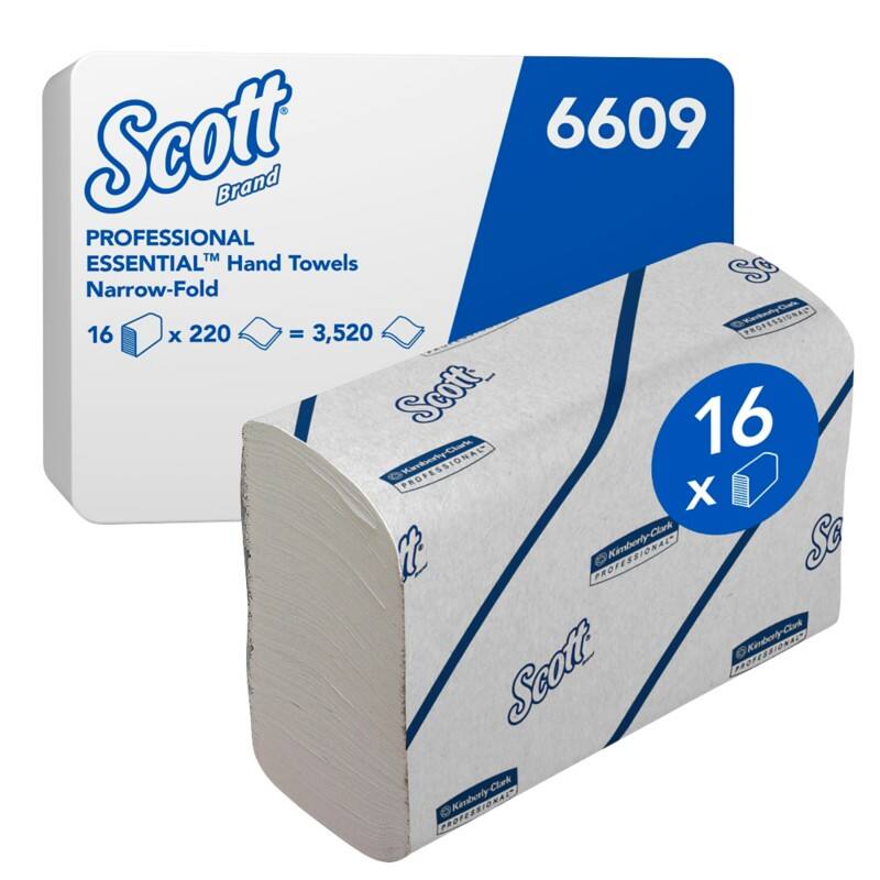 Essuie-mains Scott Essential Pliage en Z Blanc 2 épaisseurs 6609 16 Unités de 220 Feuilles