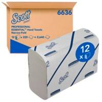 Essuie-mains Scott Blanc 2 épaisseurs 6636 12 paquets de 220 unités