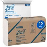 Essuie-mains Scott Multifold Blanc 1 épaisseur 1804 16 paquets de 250 unités