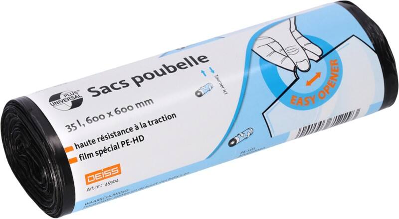 Sac-poubelle UNIVERSAL PLUS 30 L Noir 50 unités