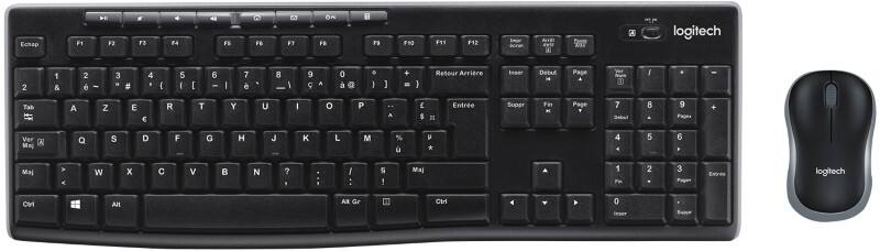 Logitech Toetsenbord en muis Draadloos AZERTY Zwart MK270