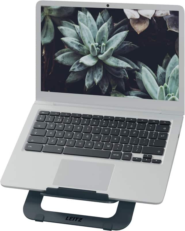 Leitz Ergo Ergonomische ultraplatte laptopstandaard 6346 hoogteverstelbaar met koelstand tot 17 inch grijs