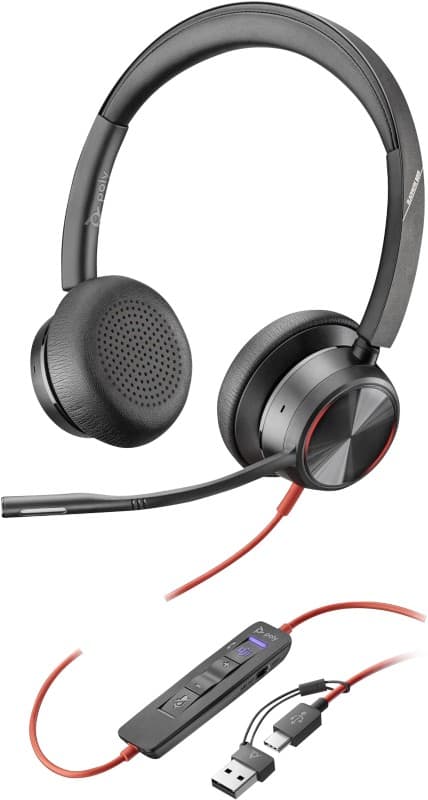 Micro-casque poly Blackwire 8225 Avec fil Sur tête USB-C, USB Microphone à réduction de bruit Avec Microphone Stéréo