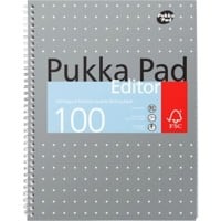 Pukka Metallic Schrijfblok A4 Gelinieerd Dubbeldraads Zijgebonden Karton Harde rug Grijs Geperforeerd 100 Pagina's Pak van 3