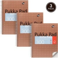 Pukka Metallic Schrijfblok A4 Geruit Dubbeldraads Zijgebonden Karton Harde rug Brons Geperforeerd 300 Pagina's Pak van 3