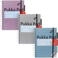 Pukka Metallic Schrijfblok A5 Geruit Dubbeldraads Zijgebonden Harde rug Kleurenassortiment Niet geperforeerd 200 Pagina's Pak van 3