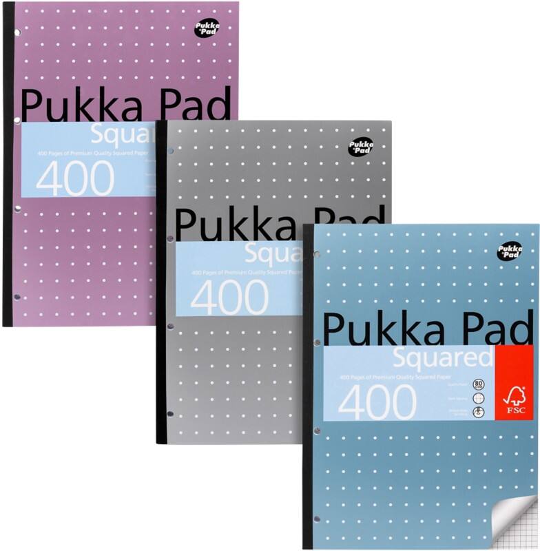 Pukka Metallic Navulblok Gelijmd A4 Geruit Karton Harde rug Kleurenassortiment Niet geperforeerd Pak van 5