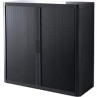 Armoire à portes rideaux Paperflow Acier, PS (Polystyrène) 2 étagères Verrouillable 1100 x 415 x 1040 mm Noir