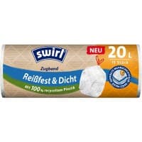 Sac-poubelle Swirl Tearproof & Tight 20 L Poignées coulissantes Transparent Plastique 15 unités