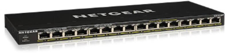 NETGEAR GS316P Schakelaar Unmanaged Gigabit Ethernet (10/100/1000) Power over Ethernet (PoE) Zwart