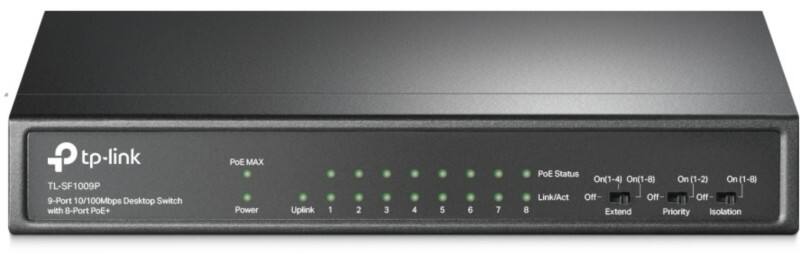 TP-LINK 9-Poorten 10/100Mbps Bureauschakelaar met 8-Port PoE+