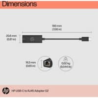 Adaptateur USB-C vers RJ45 HP Noir