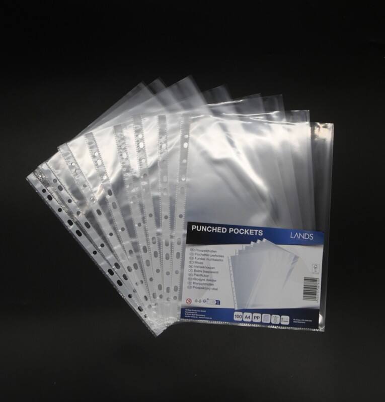 Pochettes perforées A4 Transparent 55 microns PP (Polypropylène) 100 unités