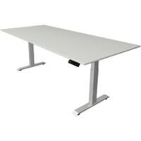 Bureau assis-debout Kerkmann Hauteur ajustable électriquement Gris clair Piètement en T 0 tiroirs 0 caissons 2250 (l) x 1000 (p) x 1290 (h) mm Bois, métal