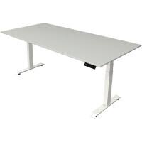 Bureau assis-debout Kerkmann Hauteur ajustable électriquement Gris clair Piètement en T 0 tiroirs 0 caissons 2000 (l) x 1000 (p) x 1290 (h) mm Bois, métal