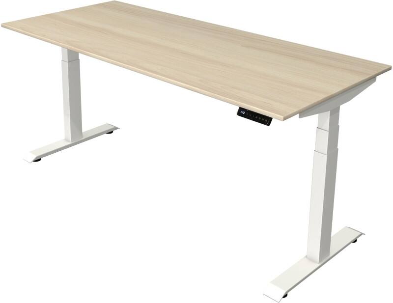 Bureau assis-debout Kerkmann Hauteur ajustable électriquement Brun érable Piètement en T 0 tiroirs 0 caissons 1800 (l) x 800 (p) x 1290 (h) mm Bois, métal