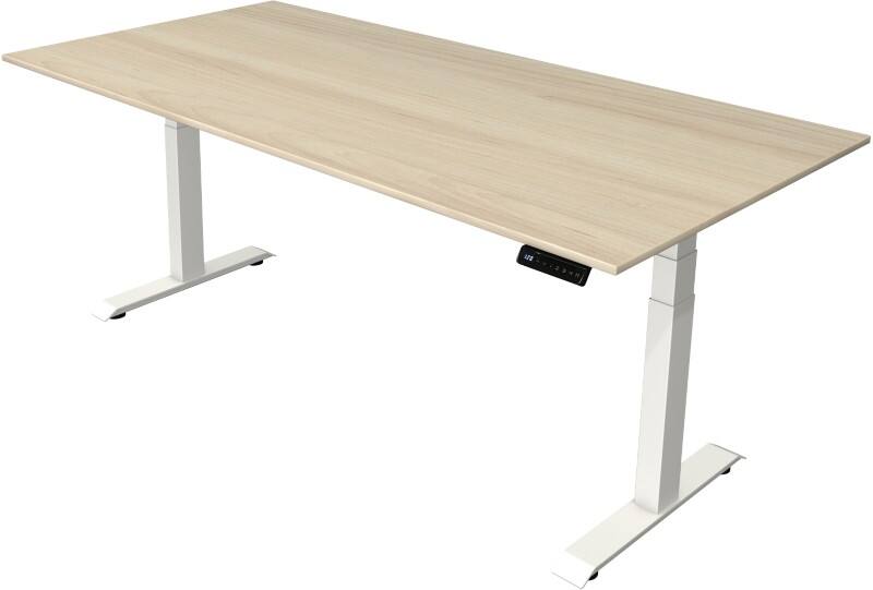Bureau assis-debout Kerkmann Hauteur ajustable électriquement Brun érable Piètement en T 0 tiroirs 0 caissons 2000 (l) x 1000 (p) x 1290 (h) mm Bois, métal