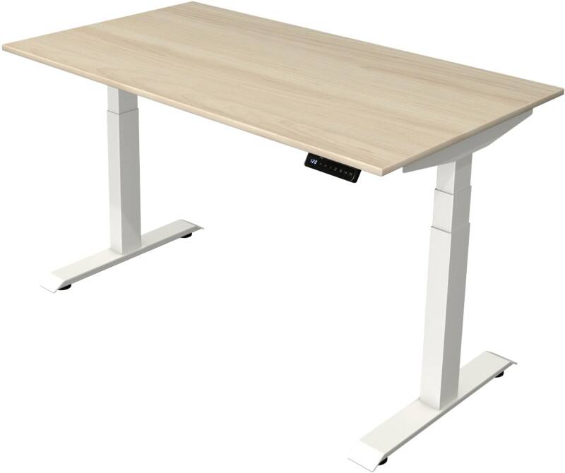 Bureau assis-debout Kerkmann Hauteur ajustable électriquement Brun érable Piètement en T 0 tiroirs 0 caissons 1400 (l) x 800 (p) x 1290 (h) mm Bois, métal