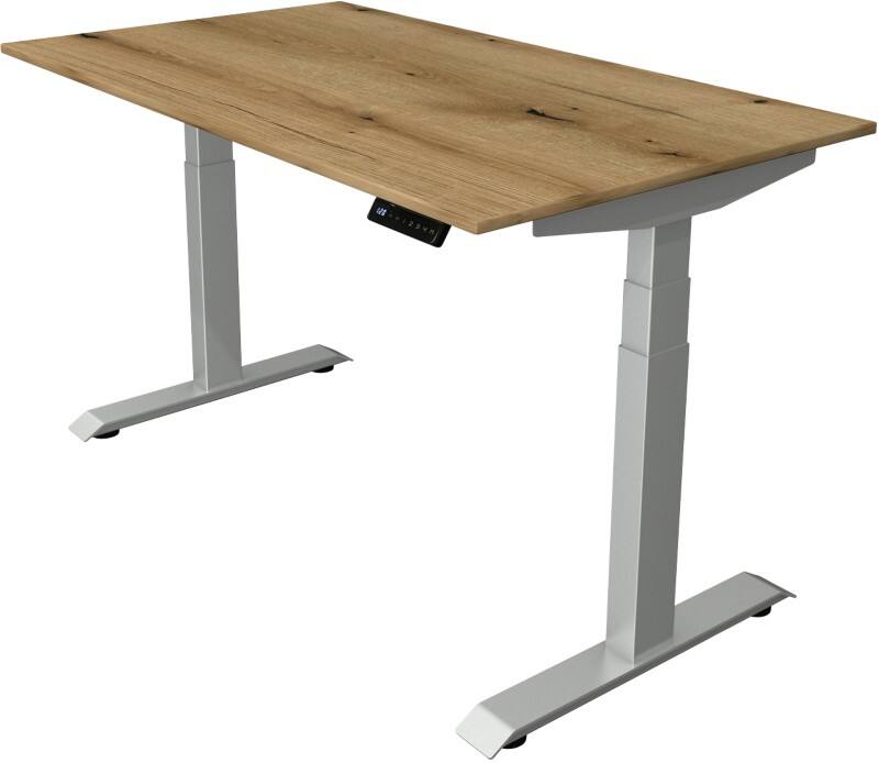 Bureau assis-debout Kerkmann Hauteur ajustable électriquement Chêne Piètement en T 0 tiroirs 0 caissons 1400 (l) x 800 (p) x 1290 (h) mm Bois, métal