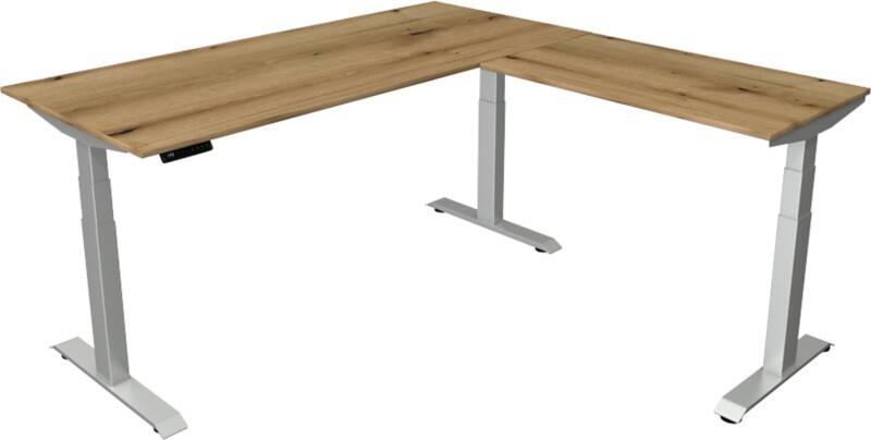 Kerkmann Elektronisch In hoogte verstelbaar Zit-sta-bureau Eiken T-poot 0 lades 0 ladeblokken 1.800 (B) x 1.800 (D) x 1.290 (H) mm Hout, Metaal